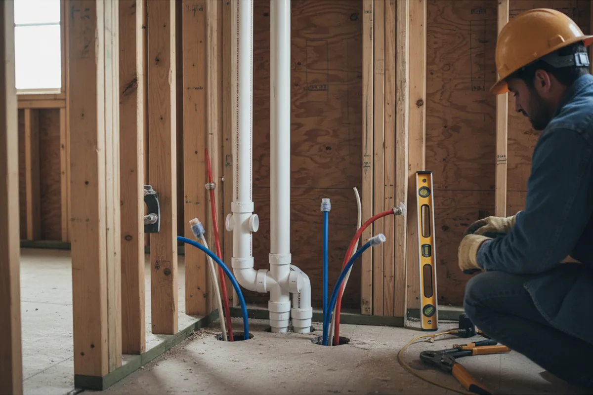 Drain and supply rough-in during Drain Cleaning in Mount Arlington