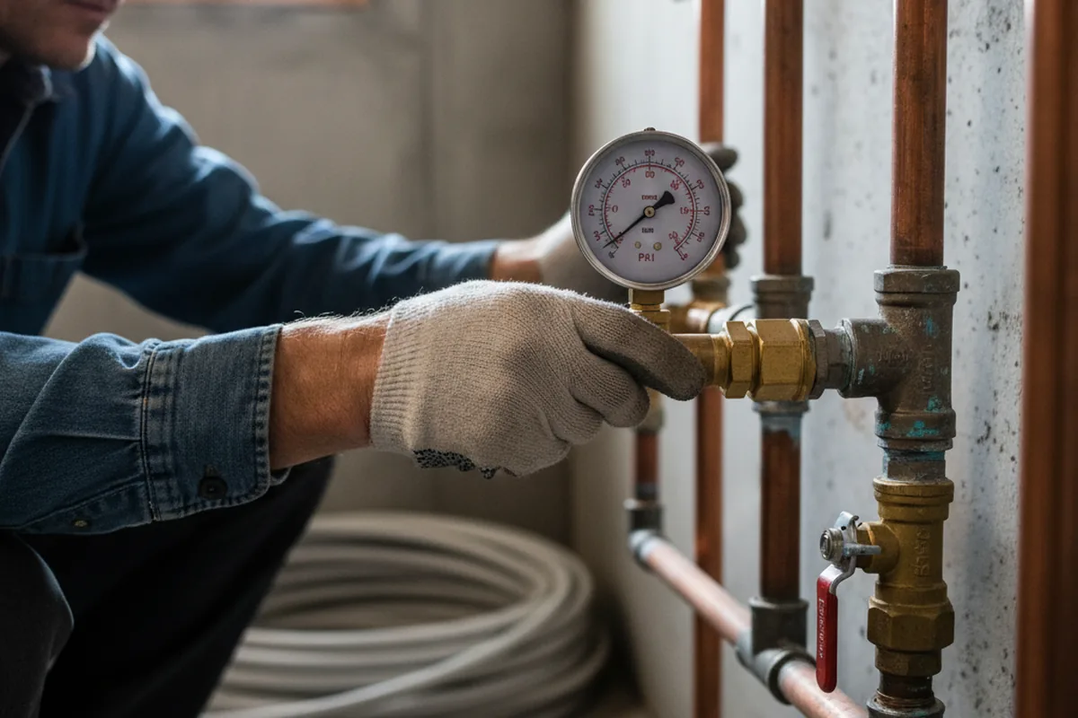 Pressure testing a repaired line during Water Line Repair in Mount Arlington